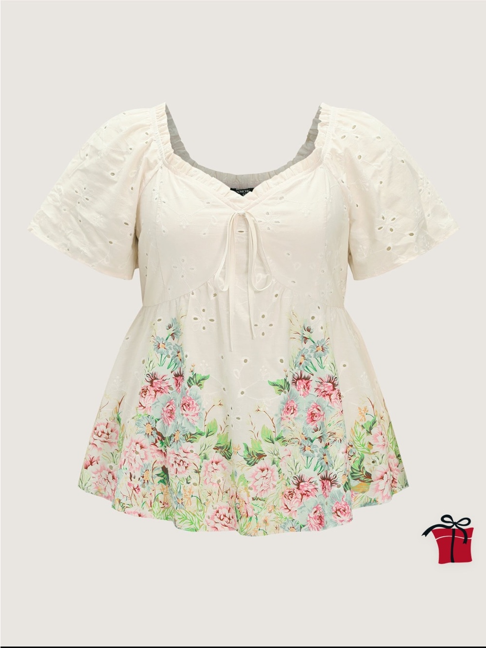 BloomChic Cotton Floral Textured Hem Blouse size 1X (14-16) - Picture 7 of 15